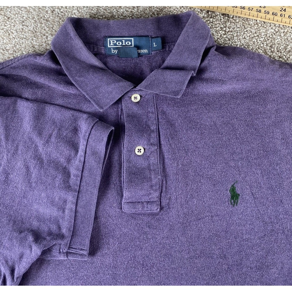 Polo Ralph Lauren Soft Touch Cotton Purple Polo Shirt Mens L Green Pony Preppy